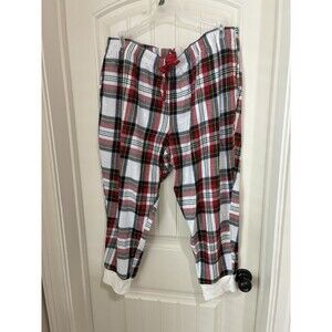 Old Navy Sz XL White Tartan Plaid Flannel Jogger Pajama Lounge Pants--EUC